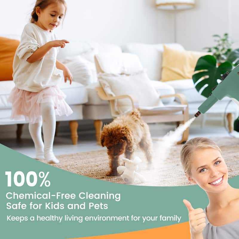 1400W Handheld Steam Cleaner with 14-Piece Accessory Kit and Child Lock - 13" x 5" x 9.5" (L x W x H)