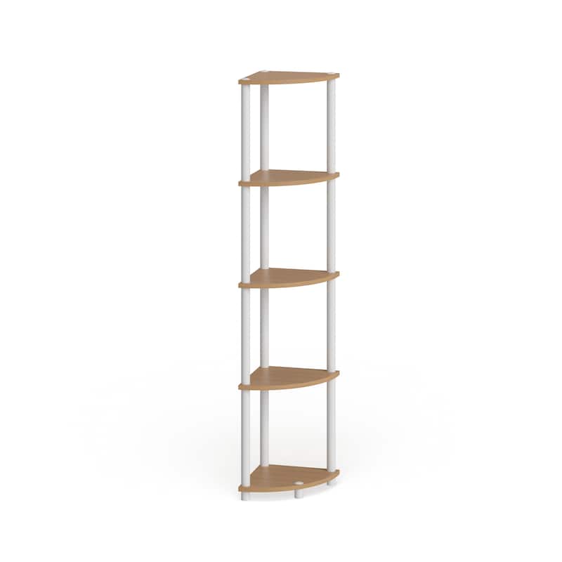 Porch & Den St. Marks 5-tier Corner Shelving Unit - round tube - Beech/White