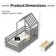 preview thumbnail 13 of 25, Wooden Slat Roof Platform Bed Guardrails House Bed Frame with 2 Storage Drawers, Kids Playhouse Bed Small Window & Shelves