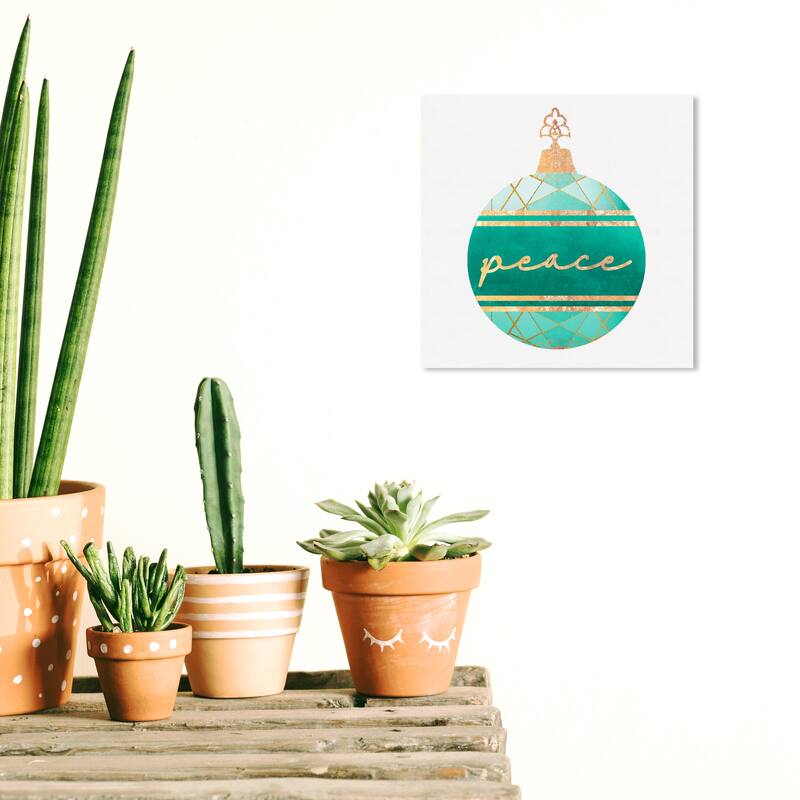 Wynwood Studio Prints Holiday and Seasonal Jade Geo Ornament Green and Emerald Modern & Contemporary Wall Art Canvas Print - 12 x 12