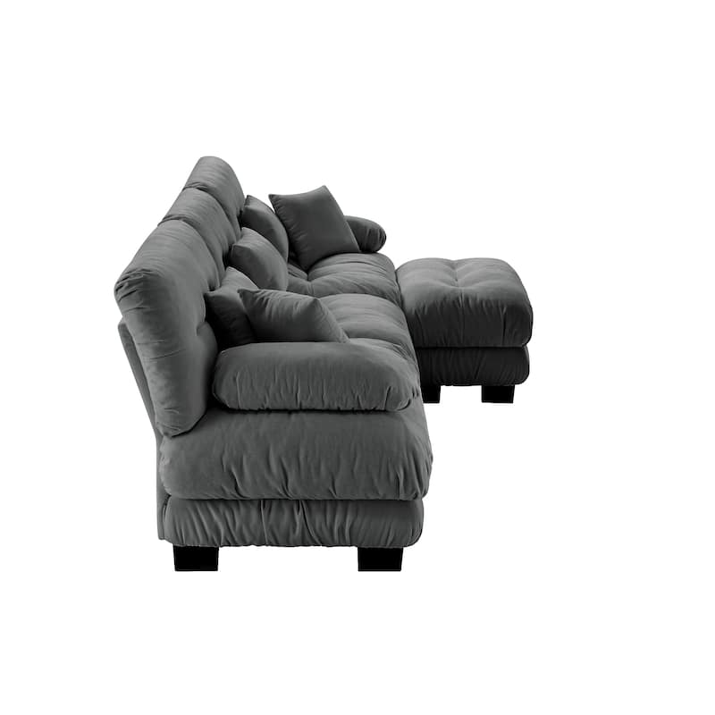 3-Seater L-Shaped Deep Seat Sofa Couch with 1 Ottomans