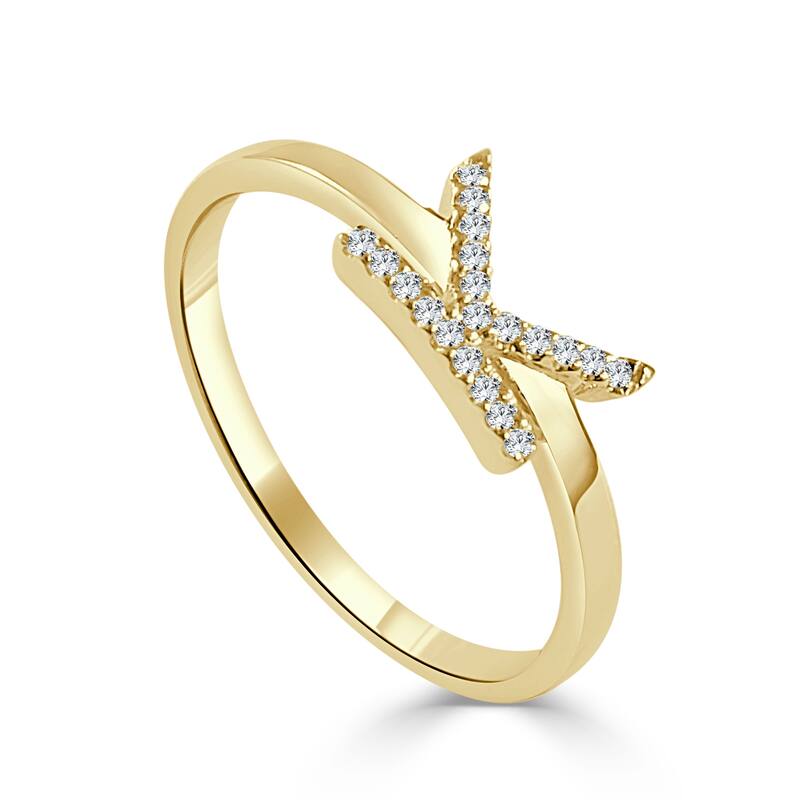 Joelle Collection Diamond Initial Ring for Her 14k Yellow Gold 1/10 ct TDW Women's Ring