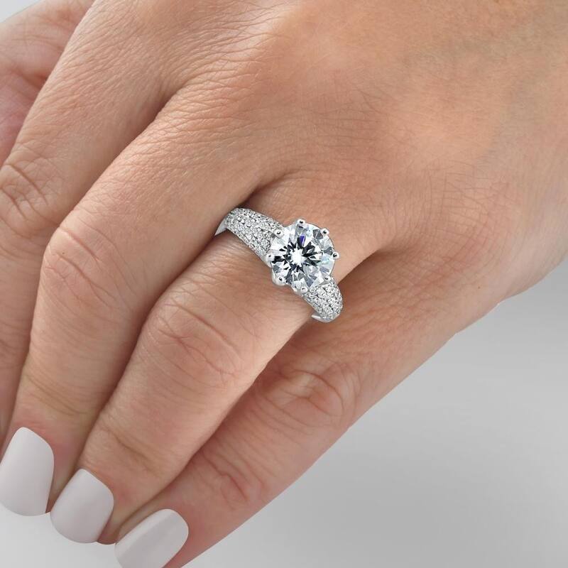 Certified 4 5/8 Ct Pave Diamond Engagement Ring White Gold Lab Grown