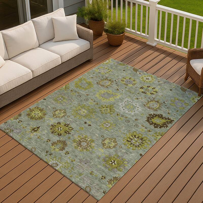 Machine Washable Indoor/ Outdoor Vintage Traditional Chantille Rug - Fern - 3' x 5'