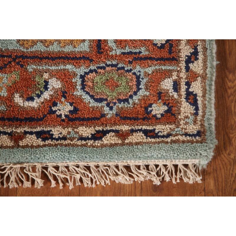 Hand Knotted Oriental 100% Wool Carpet Traditional Floral Navy Blue & Blues Heriz (serapi) Area Rug - 5' 0'' X 3' 0''