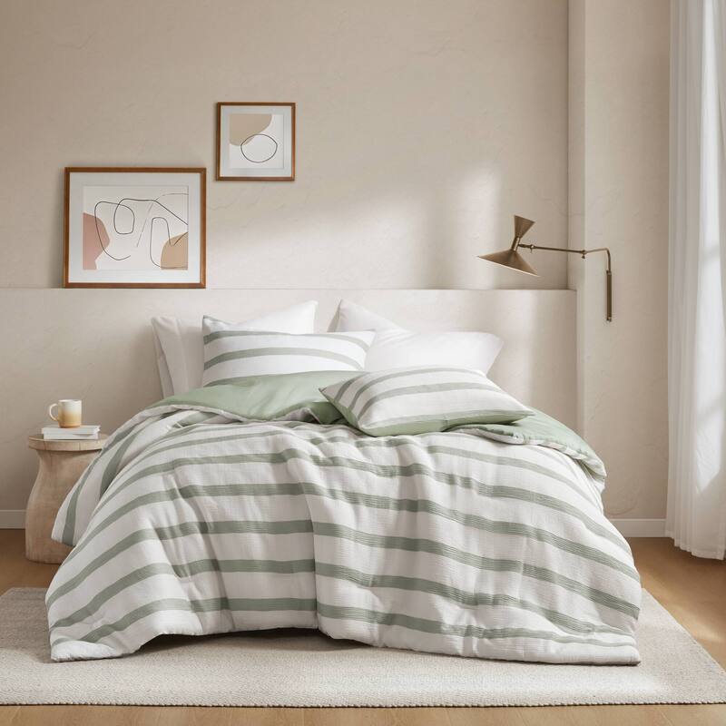 Chelsea Square Merritt Yarn-dyed striped comforter - Full/Queen - Sage Green