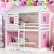 preview thumbnail 12 of 18, Playhouse Design Twin Size Bunk Wood House Bed with Tent, Blue+White