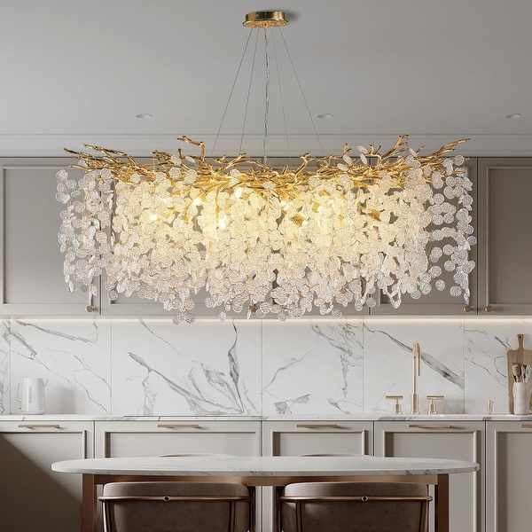 47.2 18 Lights Gold Modern Tree Branch Chandelier Luxury K9 Crystal Chandelier for Dining Room Living Room Bedroom N A