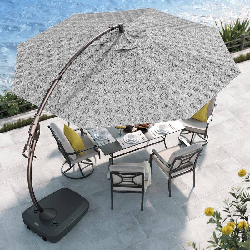 Cantilever Outdoor Umbrella with Base , Aluminum Offset Umbrella