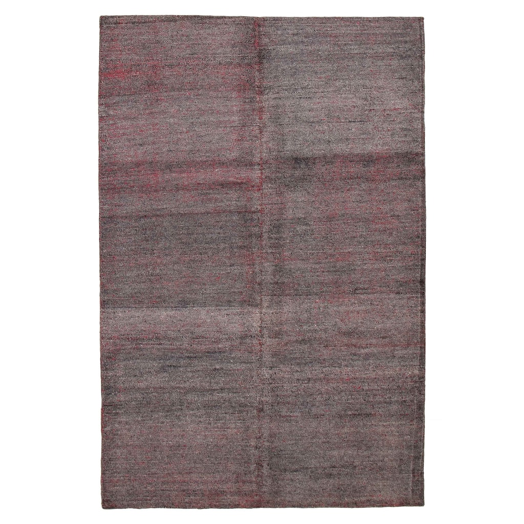 ECARPETGALLERY Hand-knotted Loreto Grey Silk Rug - 6'6 x 9'9