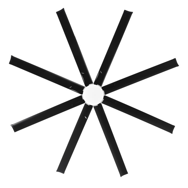 Vaczon 84" Industrial Black Aluminum Large Smart Ceiling Fan with Light and APP Control