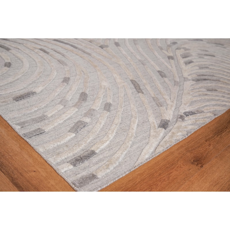 EXQUISITE RUGS Overture Hand-loomed Wool/Bamboo Silk Grey Area Rug.