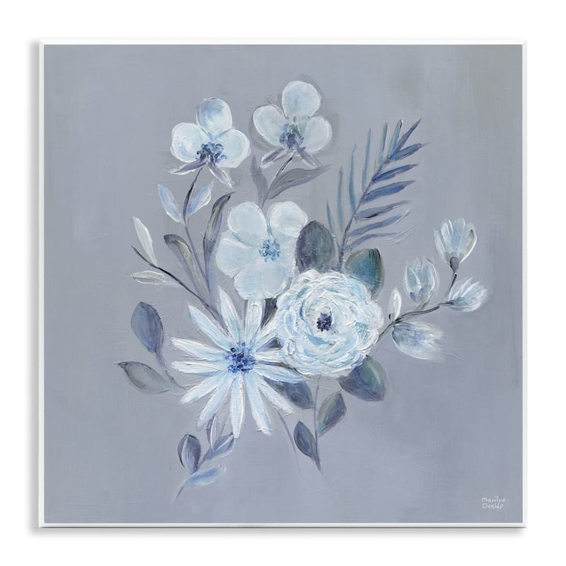 Stupell Blue Toned Floral Bunch Wall Plaque Art Design By Marilyn Dunlap - 12 x 12