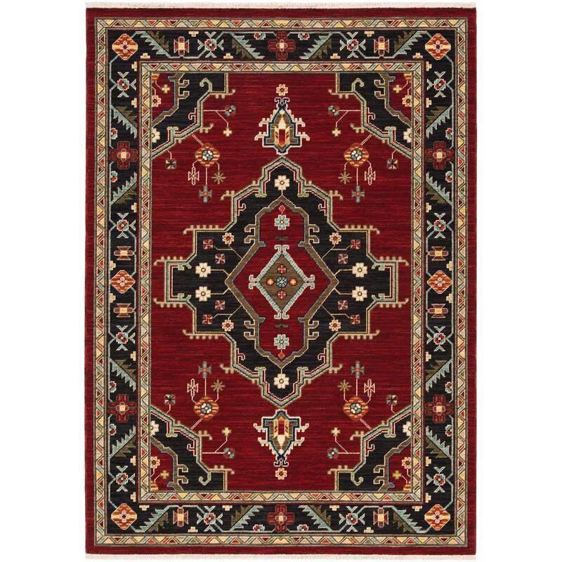Style Haven Leander Center Medallion Fringed Wool Blend Area Rug - 9' 10" x 12' 10" - Rectangle
