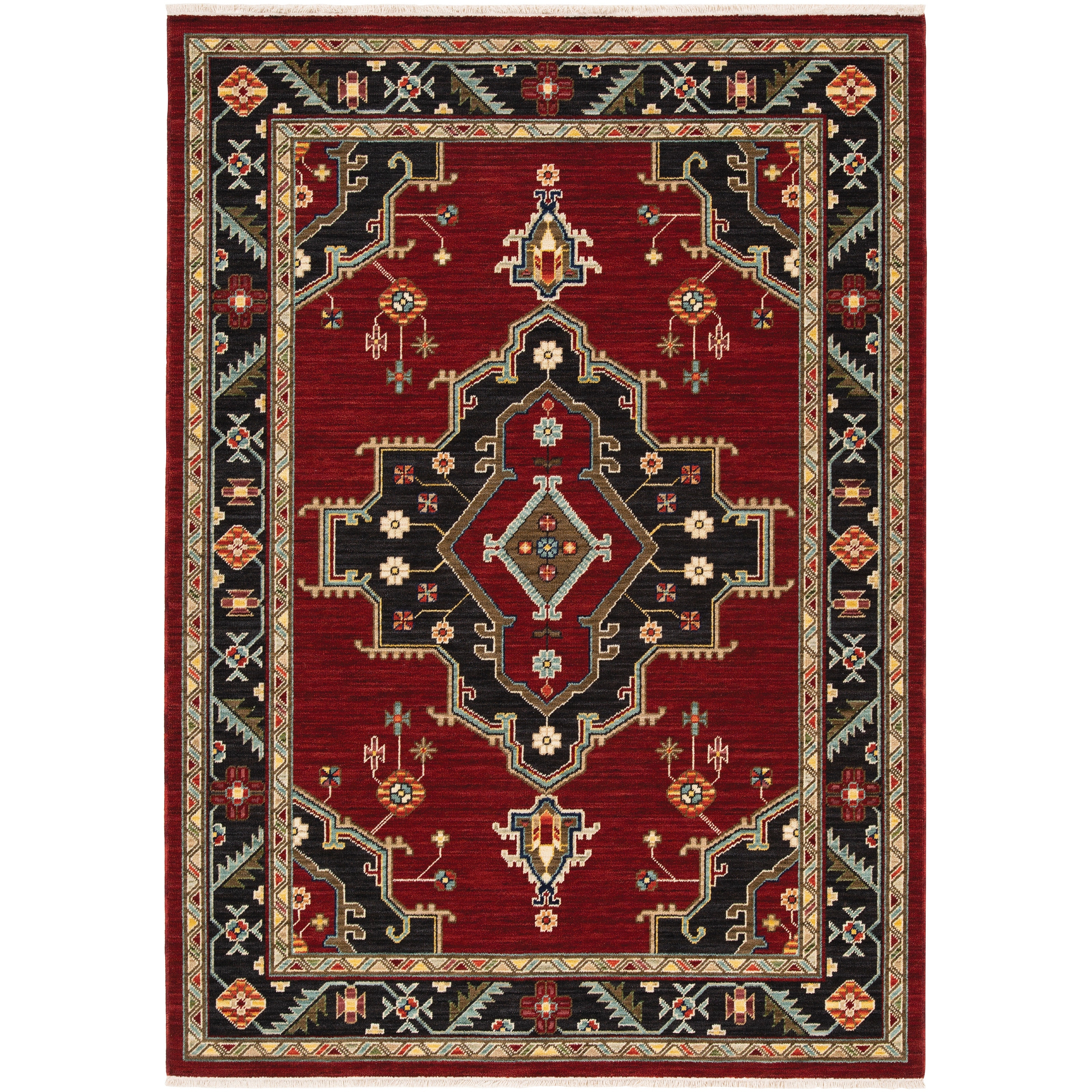 Style Haven Leander Center Medallion Fringed Wool Blend Area Rug