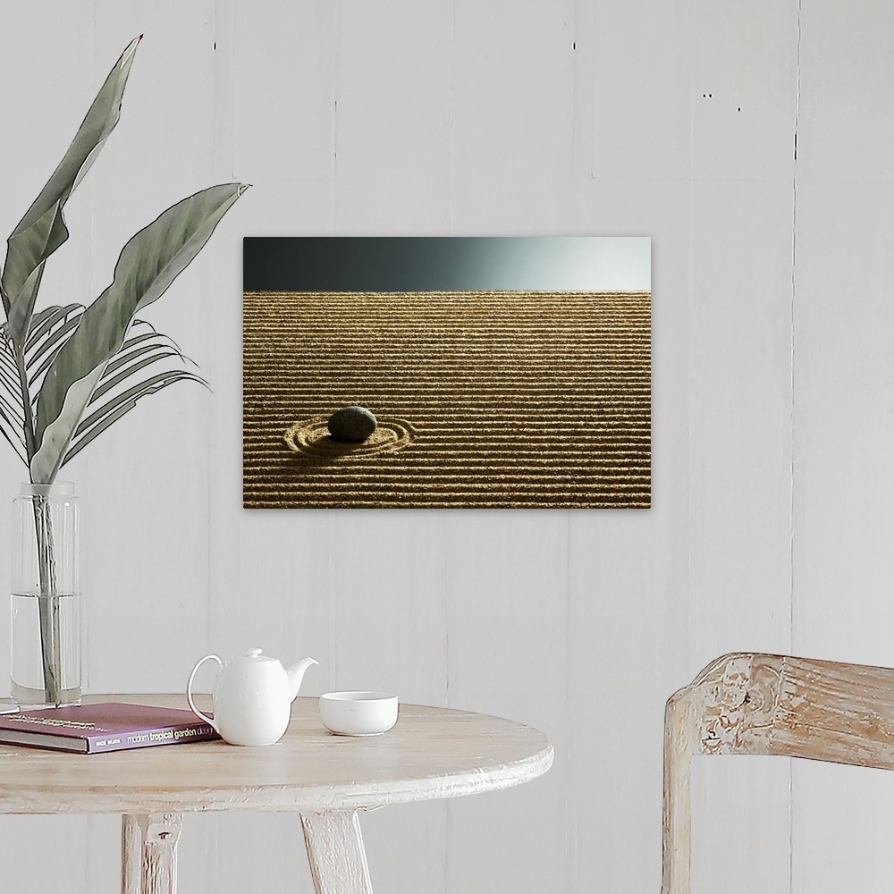 Shop Zen Stone On Sand Canvas Wall Art Overstock