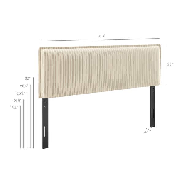 dimension image slide 5 of 18, Camille Upholstered Striped Linen Blend Headboard