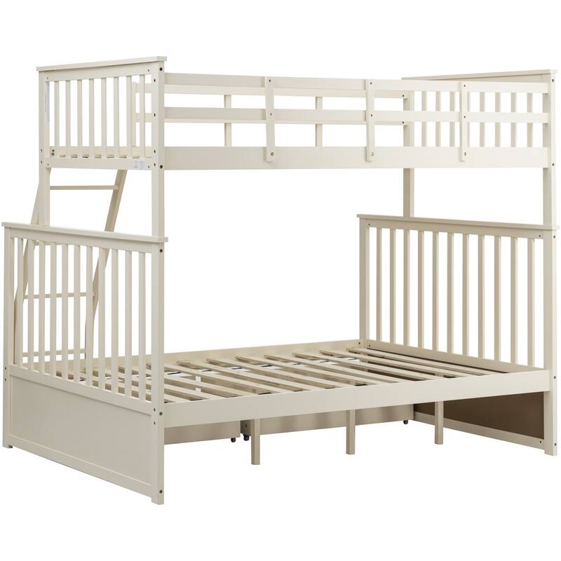 Twin Over Full Bunk Bed with Storage Drawers, Ladder, and Safety Guard Rails