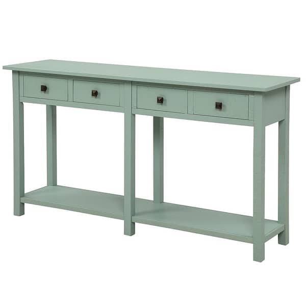 Shop Rustic Tiffany Blue Entryway 4 Drawers Console Table