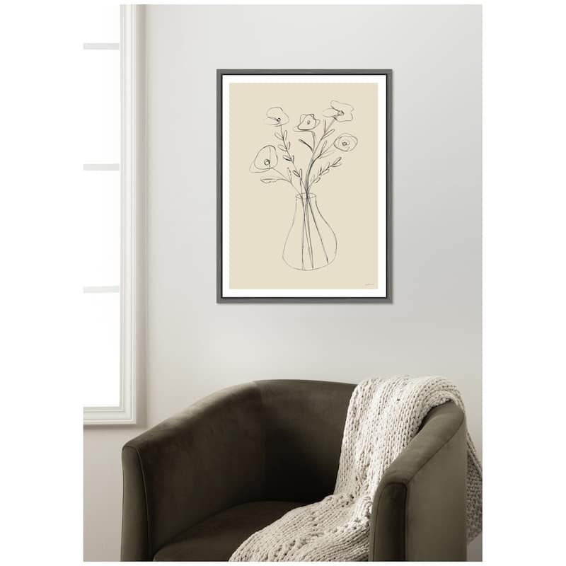 Kate and Laurel Floral Vase by Gabrielly Guedes Framed Canvas Wall Art Print