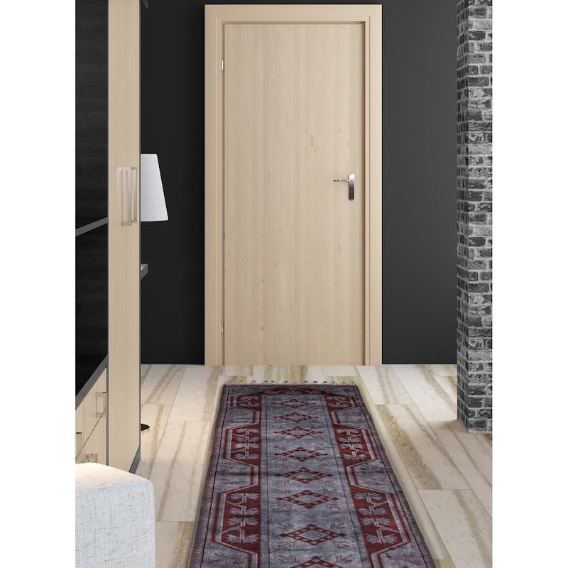 ECARPETGALLERY Hand-knotted Color Transition Charcoal Wool Rug - 2'9 x 7'10