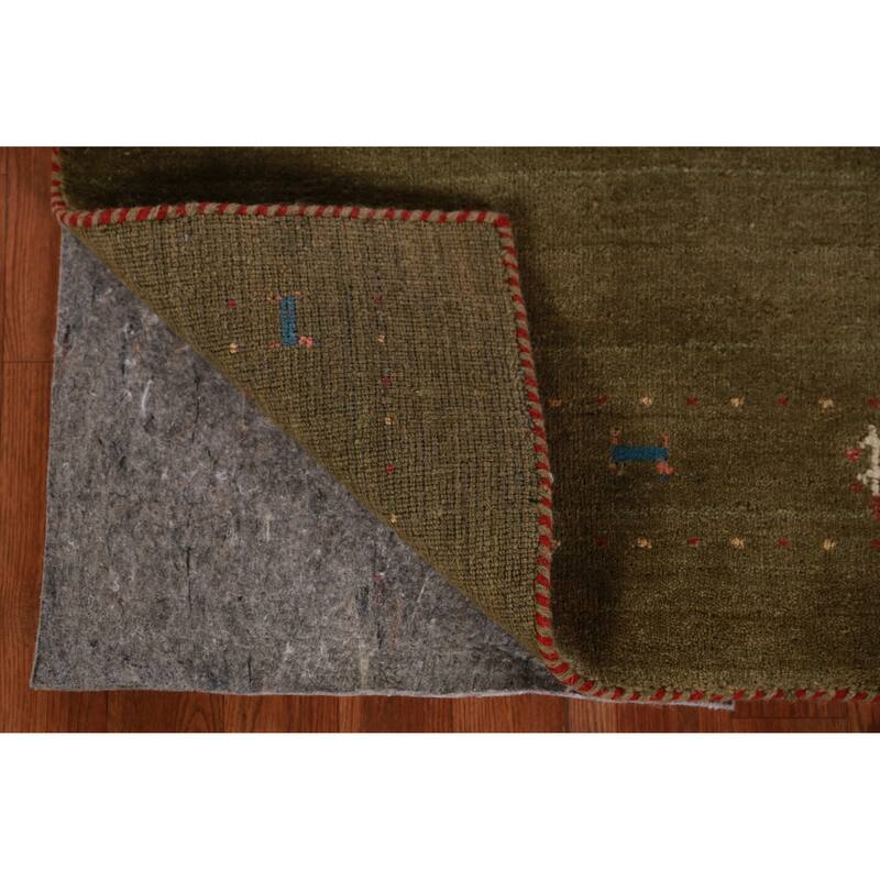 Hand Knotted Oriental 100% Wool Carpet Tribal Tribal Green Gabbeh Area Rug - 5' 3'' X 3' 0''