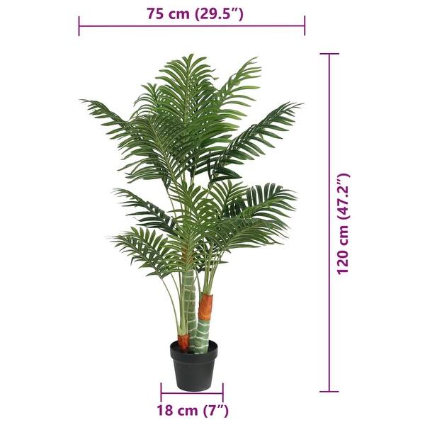 dimension image slide 0 of 3, vidaXL Artificial Palm Tree with 3 Trunks Green 33.5"/47.2"/70.9" PP