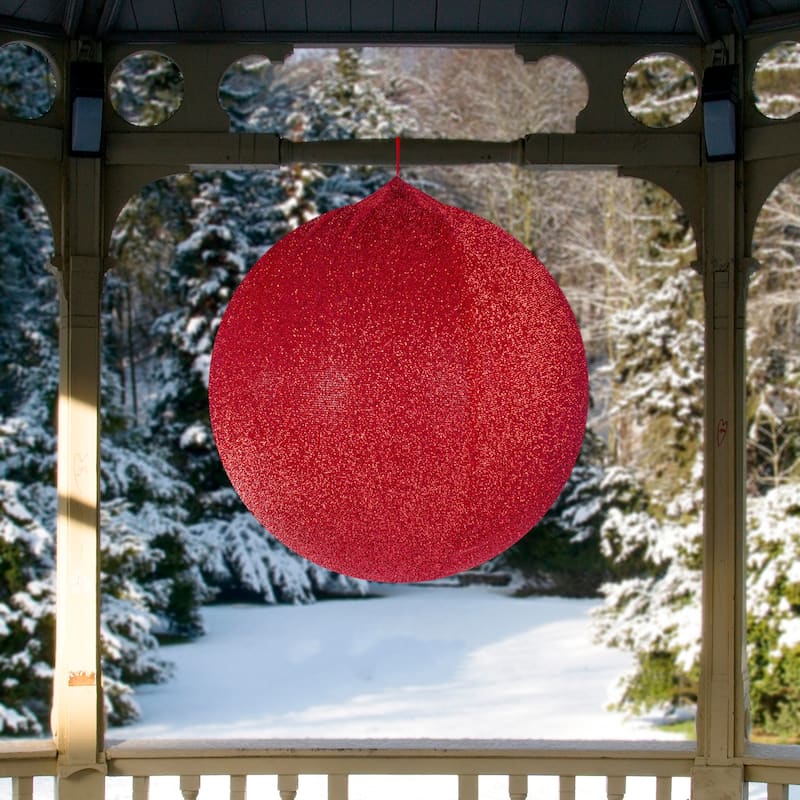 19.5" Tinsel Inflatable Christmas Ball Ornament Outdoor Decoration