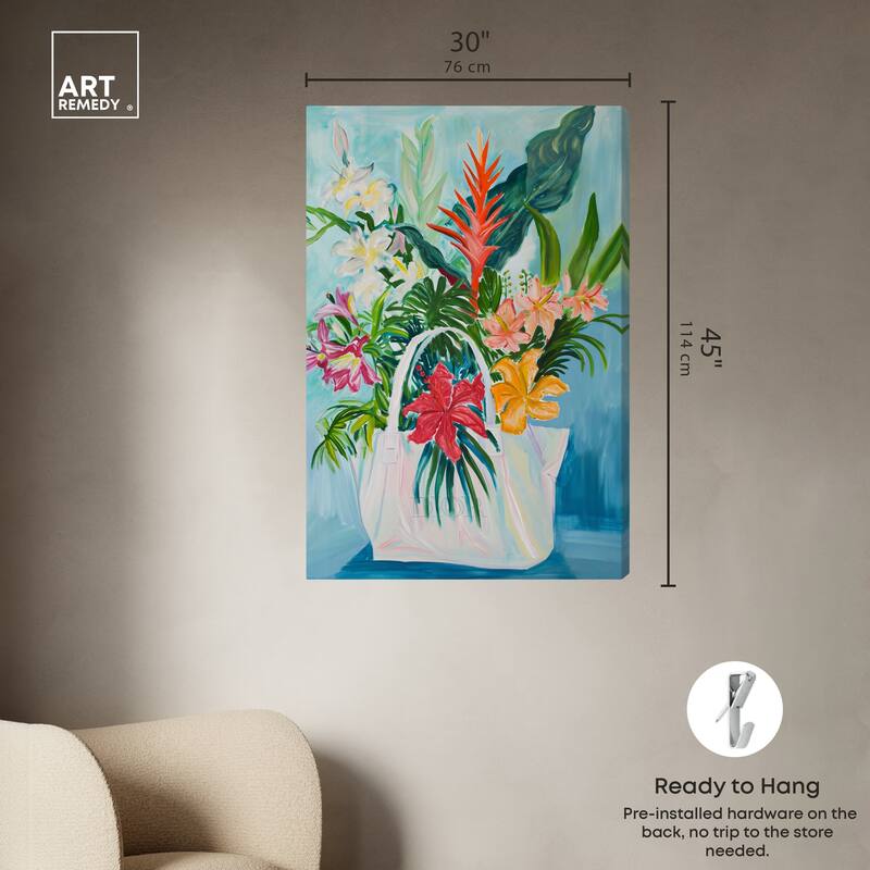 Art Remedy Tropical Flower Bag Gallery Wrapped Flowers In Vase Paintings