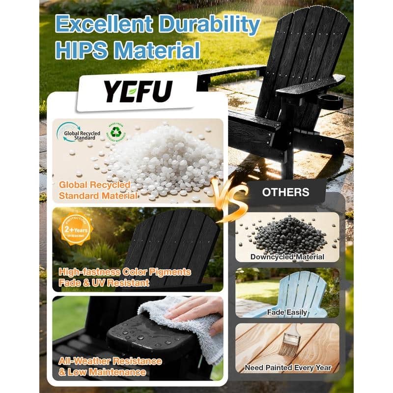WINSOON All Weather HIPS Outdoor Plastic Adirondack Chairs Set of 4