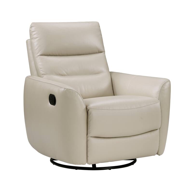 Cillian 35.5" Leather Swivel Glider Recliner - 360-Degree Metal Swivel - Taupe
