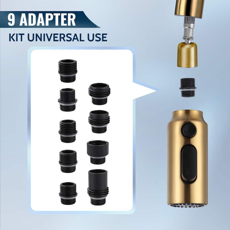 WOWOW Stainless Steel Pull Down Kitchen Faucet Sprayer with 9 Adapters