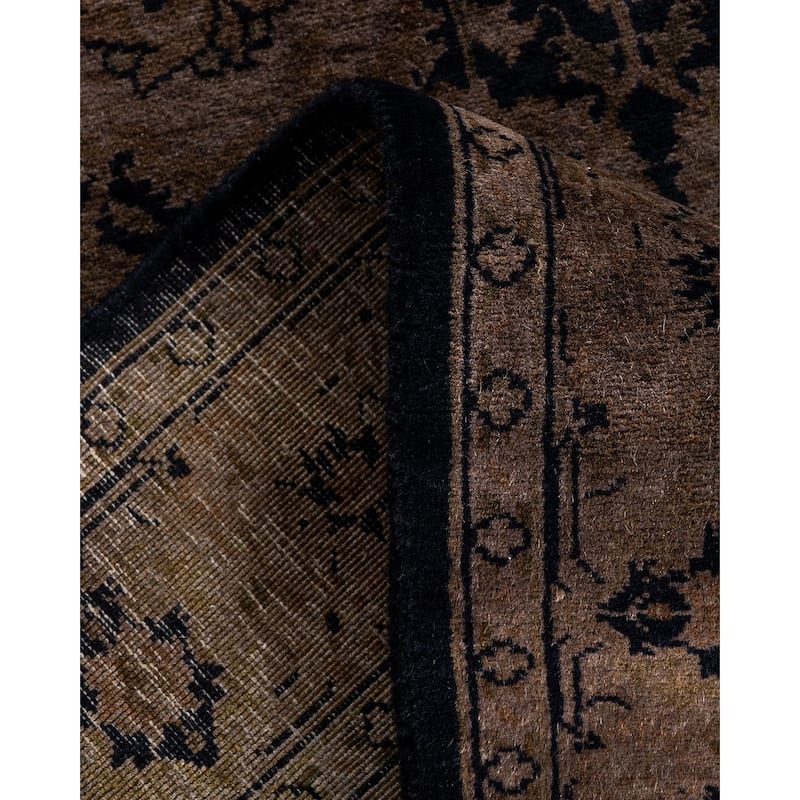 Fine Vibrance, One-of-a-Kind Hand-Knotted Runner Rug - Black, 2' 8" x 12' 4" - 2' 8" x 12' 4"