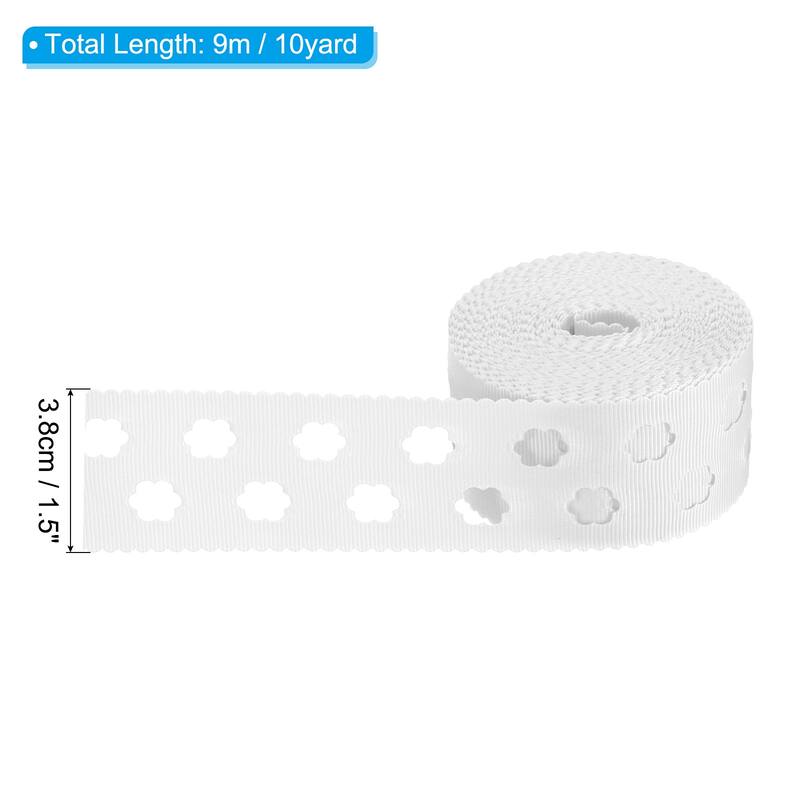 10 Yard x 1.5" W Grosgrain Ribbon Craft Strip with Hollow Cloud - White