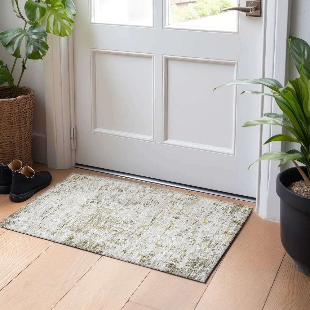 Machine Washable Indoor/ Outdoor Abstract Modern Chantille Rug