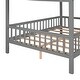 preview thumbnail 23 of 33, Full Size Wood House Bed with Fence, White+Gray