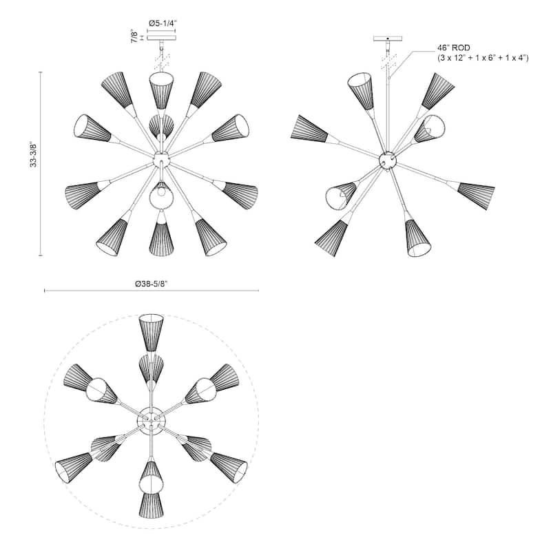 Alora Lighting CH462039 Cosmo 12 Light 39" Wide Sputnik Chandelier
