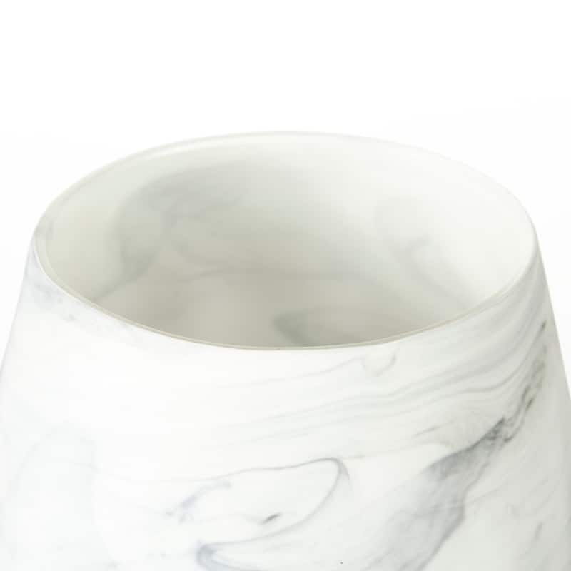 Volta I Short Gray/Cream Glass Abstract Pattern Vase - 7"W x 7"D x 8"H