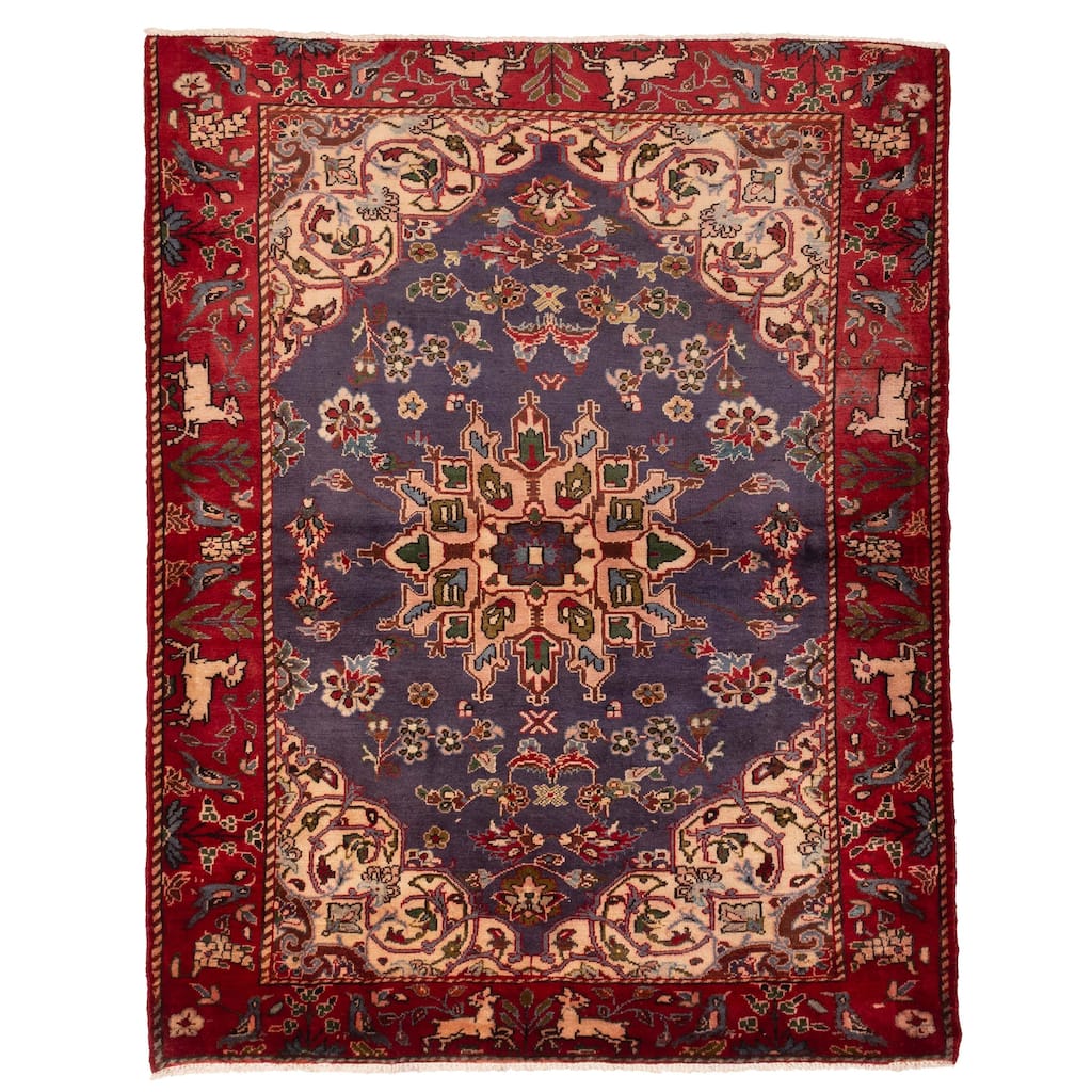 ECARPETGALLERY Hand-knotted Andelz Navy Wool Rug - 5'3 x 6'6