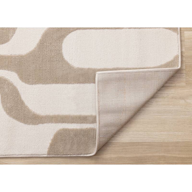 Leopold Collection - Modern Mid-Century Beige Cream Area Rug