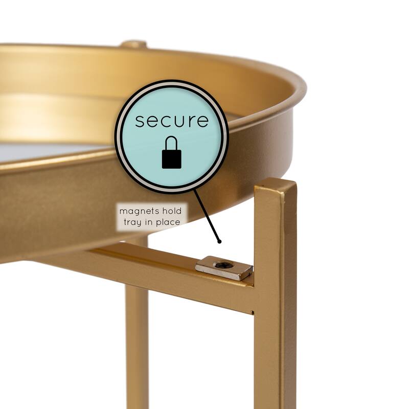 Kate and Laurel Celia Round 2-Tier Metal Foldable Tray Table