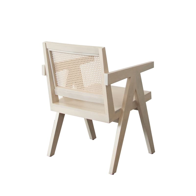 Kato Dining Armchair, Cane Backrest, 24 Inch, Natural Brown Solid Mango Wood