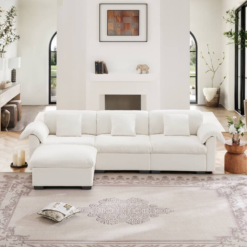 Velvet Fabric Modular Cloud Couch with Storage Seat,Free Combination