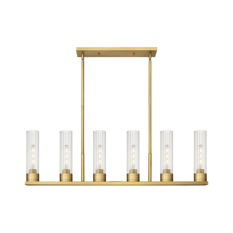 Innovations Lighting Empire - 6 Light 8" Stem Hung Linear Pendant - Clear/Brushed Brass