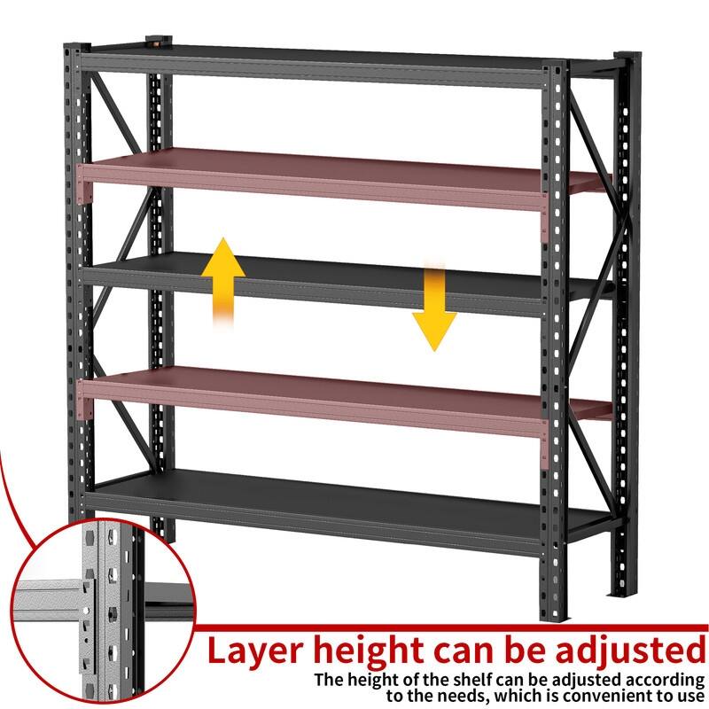 3-Tier Adjustable Metal Storage Rack, Black, 31.5/63"H