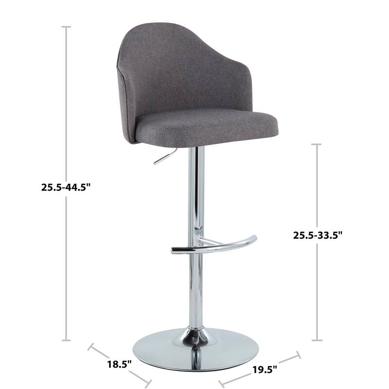 Carson Carrington Valsatra Adjustable Bar Stool with Rounded T Footrest (Set of 2)