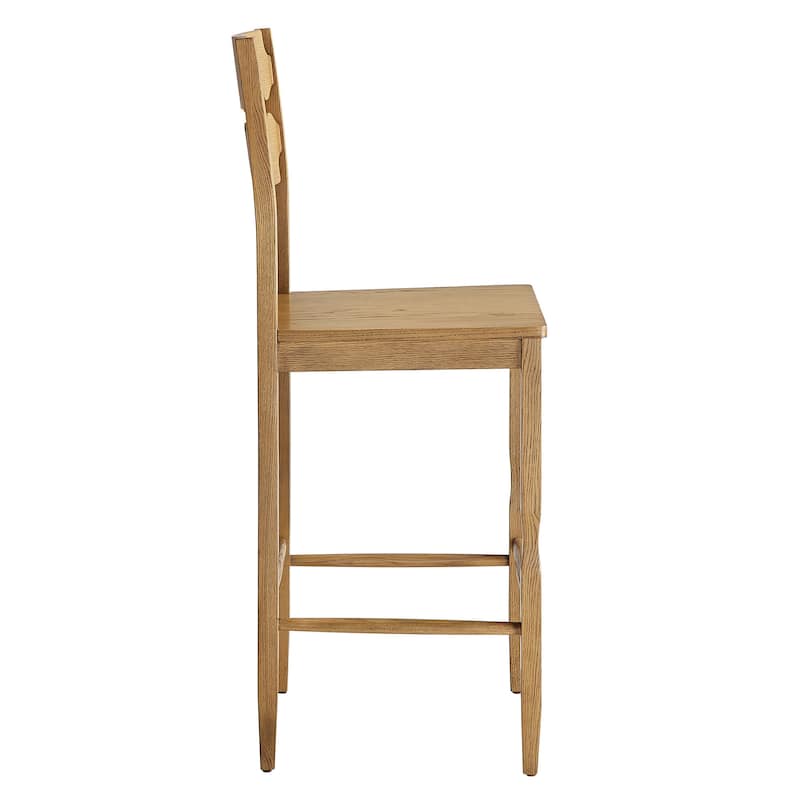 Jax Oak Wood Bar Stool With Wavy Razor Back