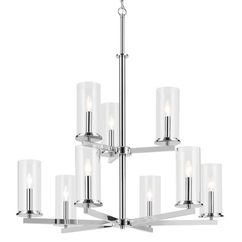 Kichler Lighting Crosby 32.5 in. 9-Light Clear Glass 2-Tier Chandelier