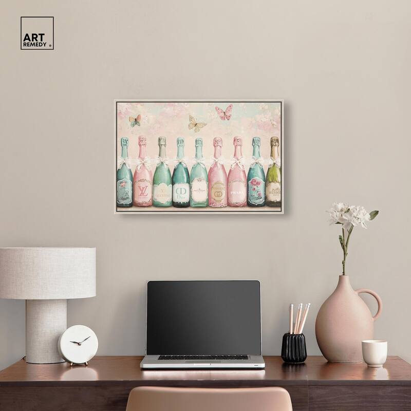 Champagne Mint and Pink Canvas by Art Remedy