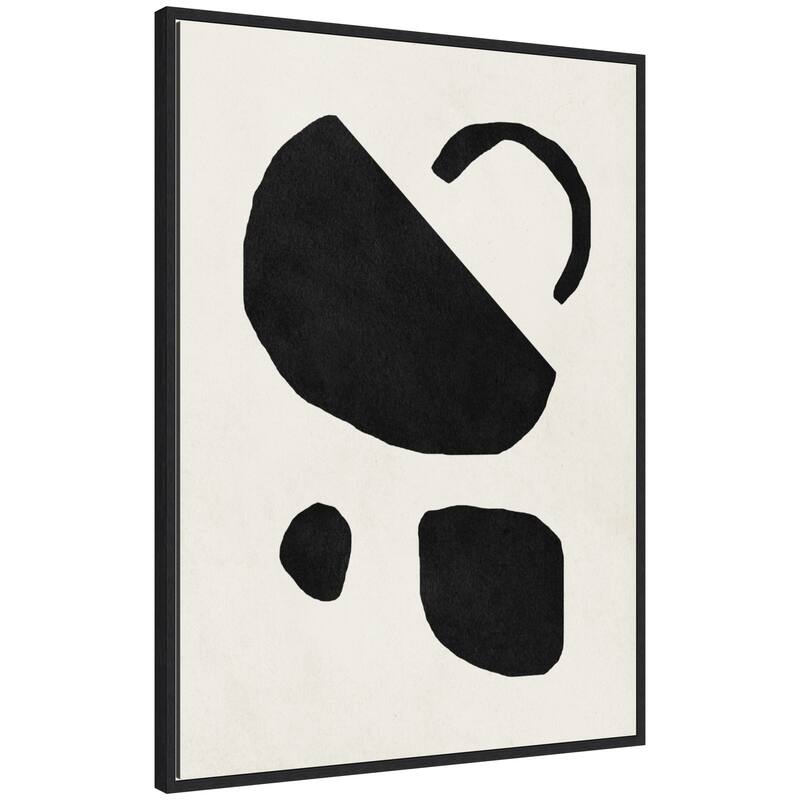 Kate and Laurel Sylvie Black Geometric Abstract 2 Framed Canvas by July Art Prints - 28x38 - Black